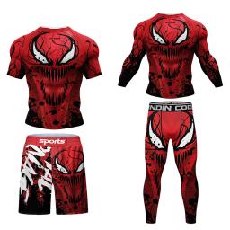 Quimono masculino de boxe, conjunto de camiseta e calça de Jiu Jitsu Mma, shorts esportivos simples Bjj Rashguard, roupas de ginástica, Boxeo Sportswear, novo - Image 3