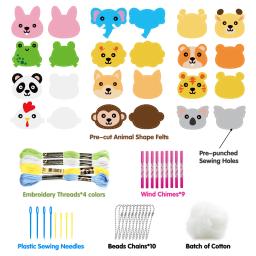 Animal sentiu Kit de costura para iniciantes, DIY Art Craft, atividade interior criativa, presente para meninos e meninas, 12pcs - Image 1