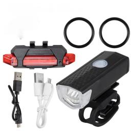 Conjunto de luzes dianteiras e traseiras, USB, Lanterna traseira de segurança LED, Farol, Ciclismo noturno, Acessórios para bicicletas, MTB - Image 2