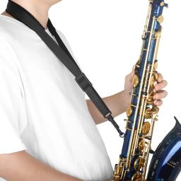 Saxphone Alça de Ombro com Fivela De Plástico, Arrajadas Acessórios Instrumento, Preto e Cinza, Veludo, Comprimento Ajustável, Sax Parts - Image 2