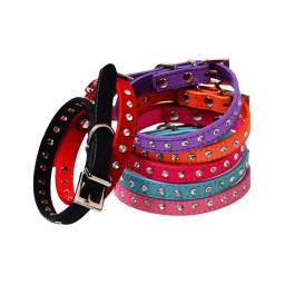 Mini coleira de couro com strass embutidos para animais, coleiras ajustáveis para cães e gatos, chihuahuas, acessórios para animais, 1pc - Image 5