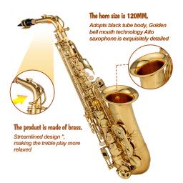 Alta Qualidade Eb Saxofone Alto com Case, Lacado Ouro E Sax Plano, Latão, Bocal, Musical, Instrumento de Sopros, Acessórios - Image 4