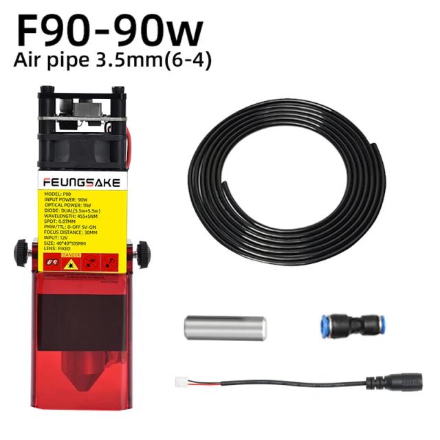Cortador a Laser Feungsake 90W com Ar para Marcação em Madeira e Corte de Acrílico - Cabeça Laser 455nm Azul PMW