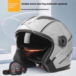 Capacete de rosto aberto para motocicleta, para homens e mulheres, lente dupla, viseira solar, protetor facial, leve, scooter, bicicleta, retrô, 3/4 - Image 1