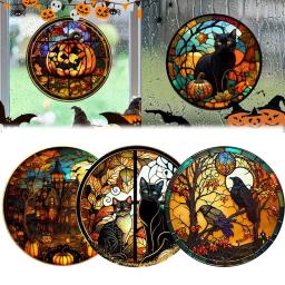 Halloween Colorido Horror Castle Cat Static Glass Stickers, Vitral Adesivos, Sem Cola, Filme Decorativo, Decoração para Festa, 2024 - Image 2