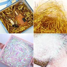 Plástico Raffia Iridescenc Papel De Seda Fio Caixa de Presente Decoração Embalagem Filler Doces Embrulho Festa de Casamento Do Aniversário Favor Suprimentos - Image 6