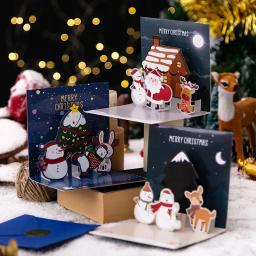 Folding Feliz Natal Cartões, 3D Pop Up Santa Cards, Presente de Natal para o Ano Novo, Bênção Cartão Postal, Obrigado Cartões Decoração - Image 2