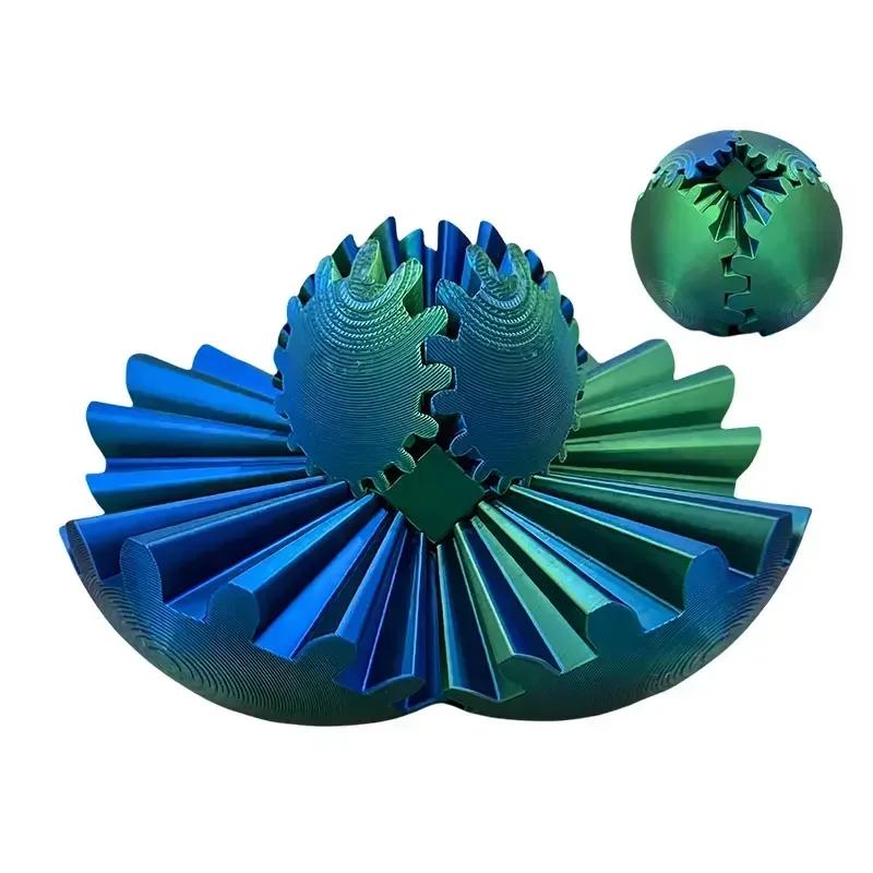 3D Impresso Engrenagem Bola Spin Ball Wonder Fidget Toy Gear Ball Fidget Toy Brinquedo de mesa para necessidades sensoriais e autismos - Image 1