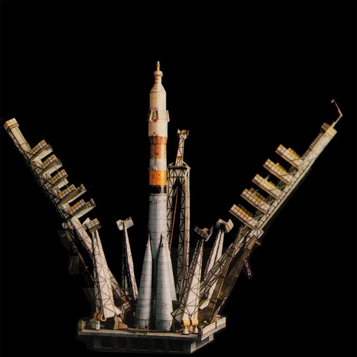 Foguete Soyuz Transportador Russo Com Lançador, Modelo de Papel 3D, Brinquedo Artesanal DIY, 60cm, 1/80 - Image 1