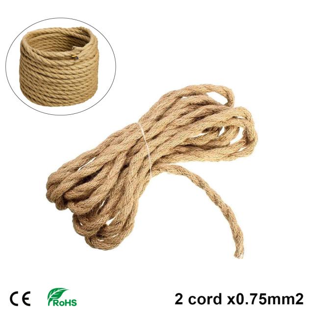 Linha Elétrica Têxtil Revestida em Cobre para DIY e Iluminação LED - Cabo Torcido de 0.75 mm²