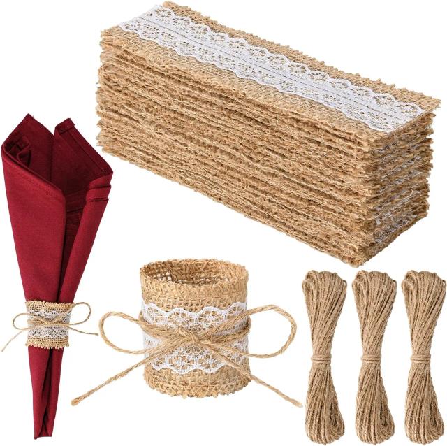 Conjunto de 100 Anéis de Guardanapo de Renda para Decoração de Festas, Casamentos e Eventos Especiais