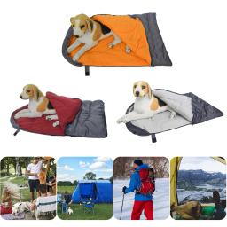 Saco de dormir de lã para cães Cama quente para cães Almofada de canil impermeável para cães Zipper lavável Caminhada de acampamento ao ar livre Inverno - Image 6