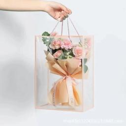 2 pçs sacos de presente sacos de compras sacolas caixa de presente dobrável buquê floral caixa de embalagem de papelão decoração para festa de aniversário de casamento - Image 2