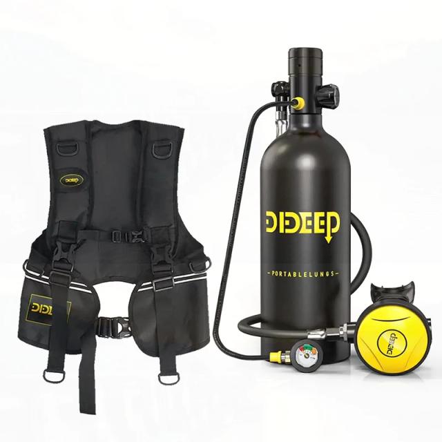 Conjunto Completo de Equipamento de Mergulho Subaquático com Cilindro de Oxigênio Portátil de 2L e Medidor de Pressão Upgrade