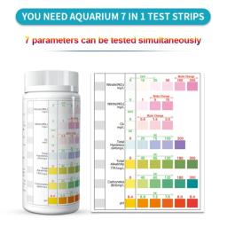 Tiras de teste de qualidade de água termal D0AD 100 peças 7 em 1 para tanque de peixes de aquário - Image 1