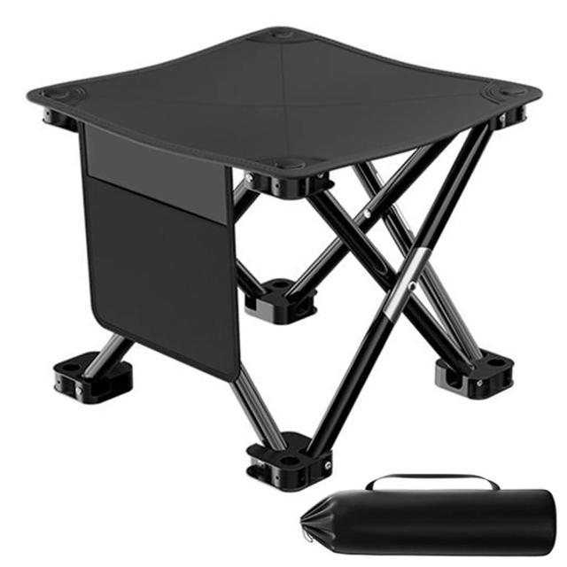 Cadeira Dobrável Portátil para Camping com Capacidade de 450 LBS e 4 Pernas para Aficionados de Pesca e Atividades ao Ar Livre