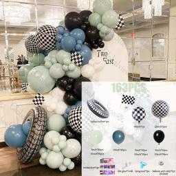 Conjunto de balões para festa de aniversário, azul, oceano, macaron, verde, branco, látex, carro de corrida, decoração para chá de bebê - Image 2