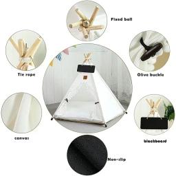 Tenda removível portátil para gatos e cães, Casa de cachorro lavável, Cama de cachorro coberta com almofada e quadro negro - Image 4
