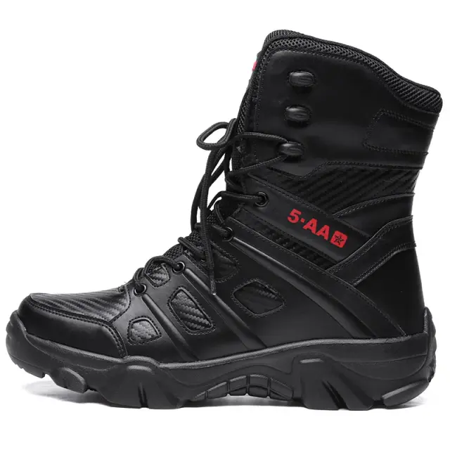 Bota Tática Masculina de Pele Quente para Combate e Trabalho, Ideal para Motocicletas - Tamanho 47