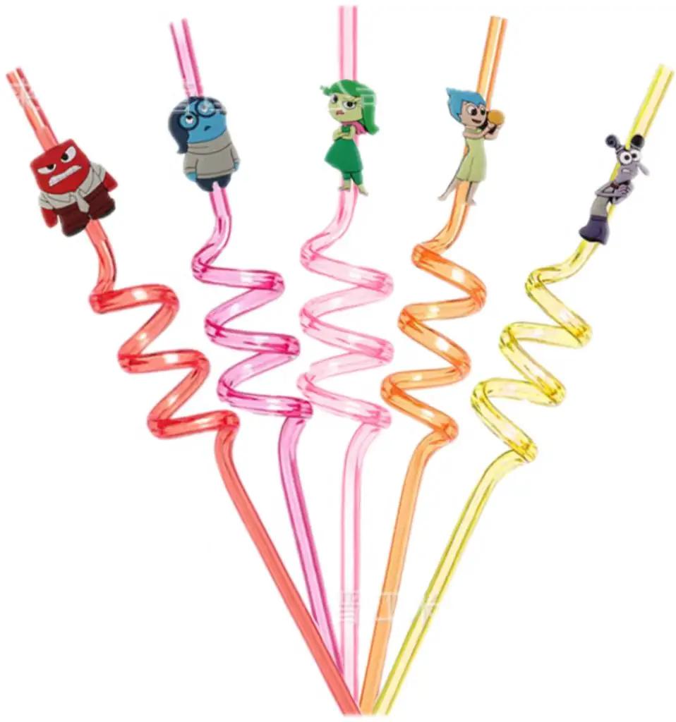 Disney Reutilizável Canudos, Divertida Para Fora, 2 Pcs, Alegria, Decoração de Aniversário, Fontes do partido, Baby Shower, Kid Gift, 5Pcs, Conjunto - Image 1