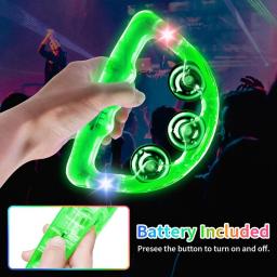 LED Light Up Pandeiro Brilho Pandeiro, Handheld instrumento de percussão, Piscando Musical, 12 pcs - Image 3
