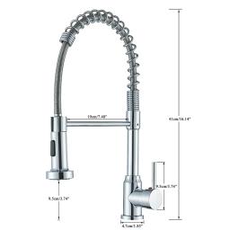 Spring Pull Down Kitchen Faucets, Stream Spray Head, Torneira de água quente e fria, Rotação de aço inoxidável, Mixer Tap Crane, Novo - Image 5