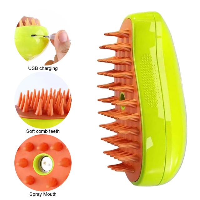 Escova de Massagem a Vapor com Spray Elétrico de Água para Remover Pelos de Gatos e Cachorros, Ideal para Desembaraçar e Cuidar do Seu Pet