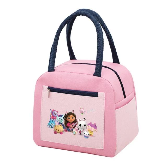 Saco de Almoço Térmico Gabby Dollhouse para Crianças - Mochila Escolar Isolada de Alta Capacidade e Lancheira Portátil para Piqueniques