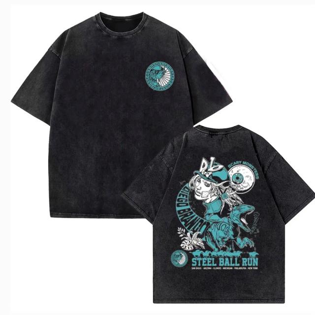 Camiseta Gyro Zeppeli JoJo Bizarre Adventure Algodão Vintage Homens Mulheres