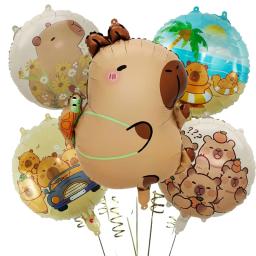 5 pçs dos desenhos animados capivara filme de alumínio balão conjunto bonito kapibala crianças festa aniversário decorações suprimentos chá de bebê ar globos - Image 6
