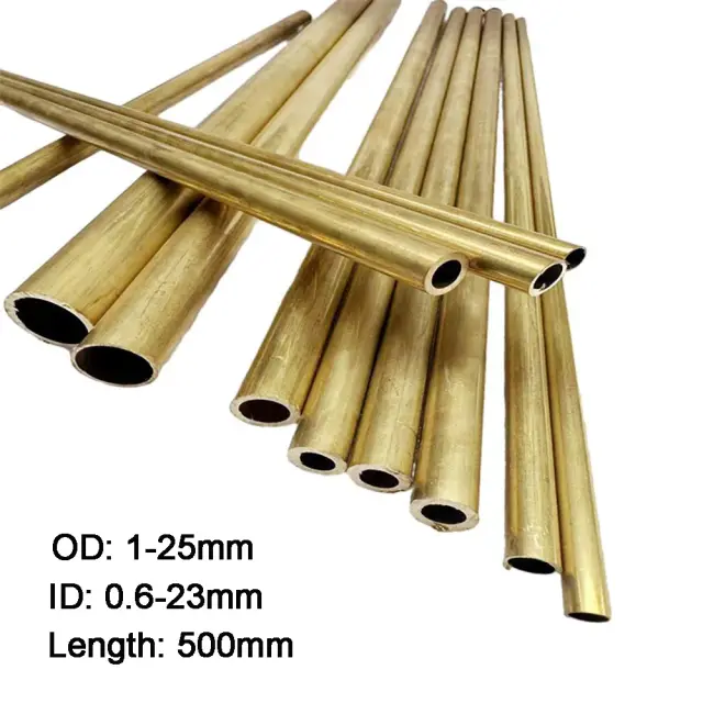 Tubo de Bronze de 500mm - 1 Peça Redonda para DIY e Ferramentas Manuais com Várias Espessuras de 5 a 25mm