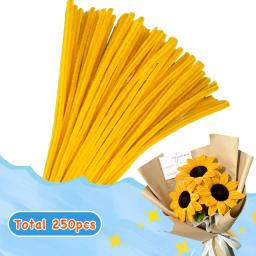 Pipe Cleaners Chenille Hastes, Suprimentos Artesanais Em Massa para DIY Arte e Artesanato Projetos, 5 Cores Amarelas Sortidas, 250 Pcs - Image 3