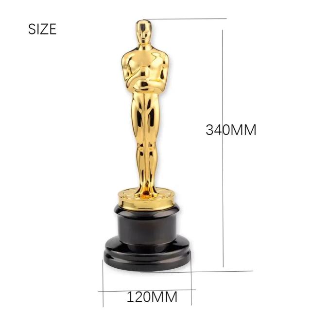 Troféu Oscar de Liga de Zinco 13,5" - Escultura de Metal Verdadeiro para Lembrança e Homenagem