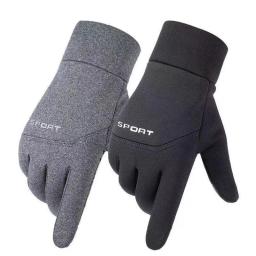Luvas térmicas impermeáveis para homens e mulheres, forrado de lã, resistente, tela sensível ao toque, antiderrapante, cinza, passeios de moto, ao ar livre, inverno - Image 6