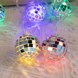 Disco Ball Luzes De Cordas LED, Bola Espelho, Decoração De Festa De Solteira, Aniversário, Carnavais, Decoração De Bar De Noite De Gata, 1,5 m - Image 3