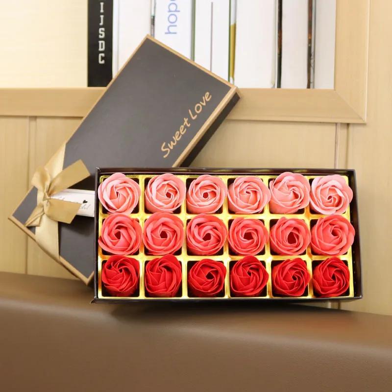 Caixa de presente romântica flores rosas, presentes luxuosos da flor do sabão, festa de aniversário, namorados, casamento, criativo, 18pcs - Image 1