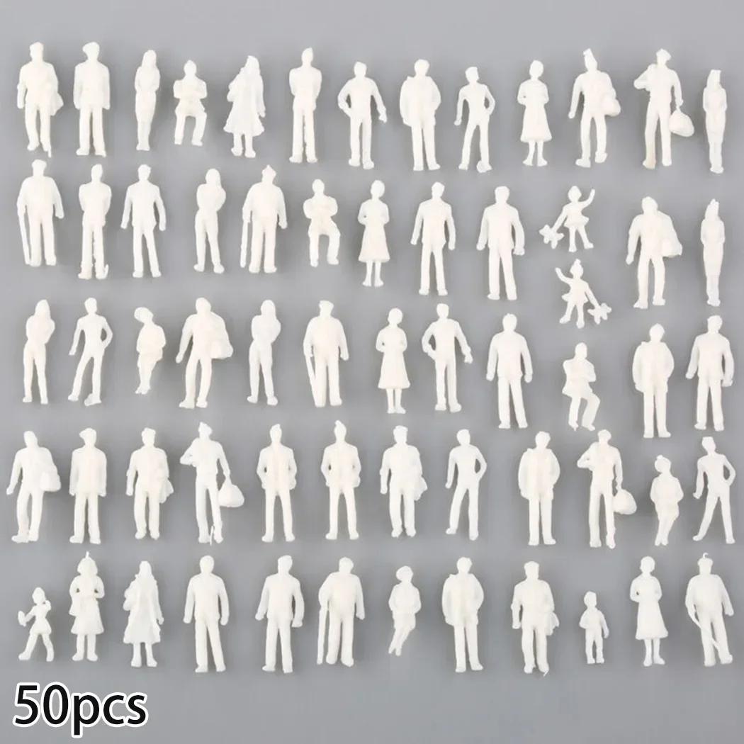50/100 peças escala 1:75 modelo de pessoas em miniatura figuras brancas para construção arquitetônica mesa de areia kit de layout de cena ferroviária - Image 1