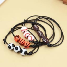 Basketball Beads Charm Bracelets, Futebol, Beisebol, Sports Theme Party Gift, Fãs, Pulseira periférica, Birthday Party Decor, 5 pcs, 10pcs - Image 1