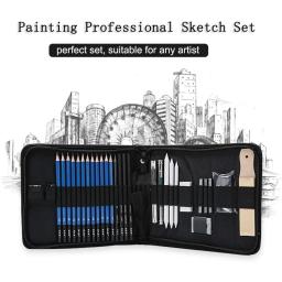 33PCS Desenho Profissional Esboço Set Desenho Lápis De Madeira De Carvão Amassado Eraser Kit para Pintor Estudantes Art Supplies - Image 2