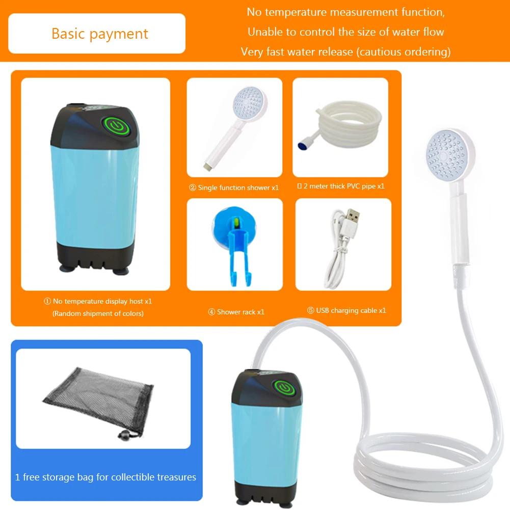 Bomba de chuveiro elétrica portátil Chuveiro de acampamento ao ar livre com display digital Bomba impermeável IPX7 para caminhadas e viagens, 4800mAh - Image 1