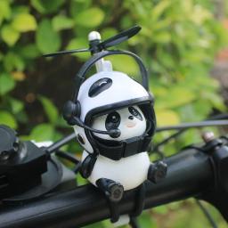 Decoração do guidão da motocicleta, Bicicleta elétrica, Bonito Panda Cartoon com capacete, Airscrew ornamentos, Acessórios de equipamento de equitação - Image 5