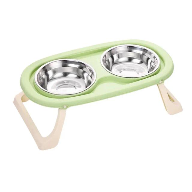 Tigela Antiderrapante Dobrável para Gatos e Cães com Suporte e Compartimentos para Água e Ração