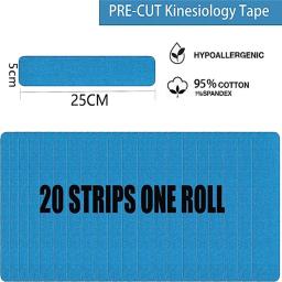 Fita Kinesiology Sports, Pro Esportes Atléticos, Impermeável, Respirável, Sem Látex, Elástico, 4 Rolls,80 Tiras Precut - Image 2