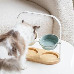 Tigela de cerâmica ajustável com suporte para animais de estimação, cães pequenos e médios, alimentadores de comida e água, gato bebendo e comendo tigelas duplas - Image 5