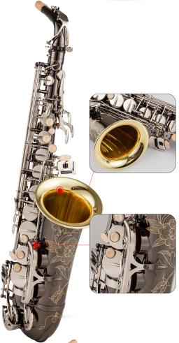 Alto e Saxofone Tenor, E-Flat, Black Nickel Gold Bell, Sax Bocal, Silver Key Reed, Pescoço Acessórios Para Instrumentos Musicais - Image 4