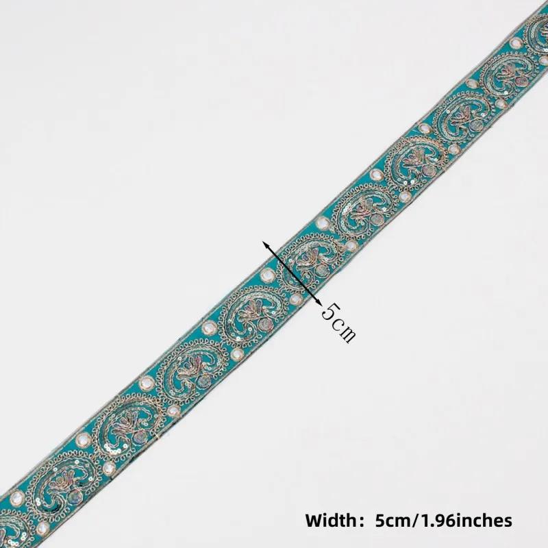 Estilo étnico Bordado Renda, Hanfu Decorativa, Acessórios para Bagagem, Fita Artesanal DIY, 5cm, Novo - Image 1
