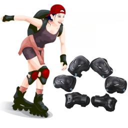 6 pçs/set cotovelo joelheiras patinação protetor skate bicicleta esportes equipamentos de proteção equitação rolo guarda pulso crianças adultos bmx - Image 1