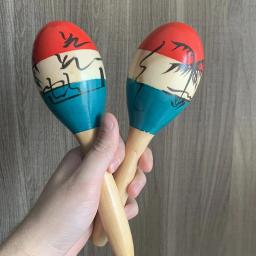 Miwayer 4 pacote maracas de madeira musical pintado maraca mão percussão instrumento - Image 2