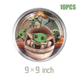 Yoda decorações de festa de aniversário incluem copo de papel prato guardanapo bolo topper toalha de mesa balão banner para crianças meninos chá de bebê - Image 4