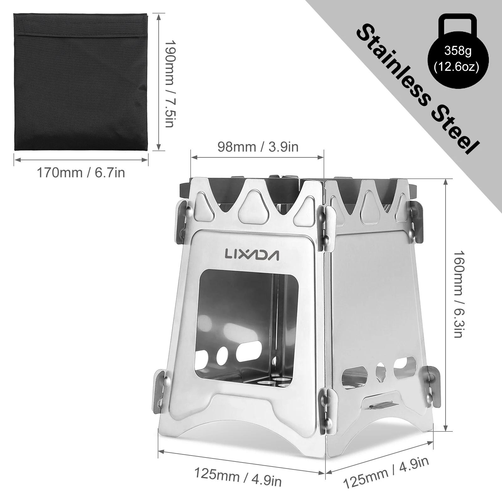 Lixada fogão de acampamento compacto dobrável titânio/aço inoxidável fogão a madeira para acampamento ao ar livre caminhadas cozinhar piquenique - Image 1